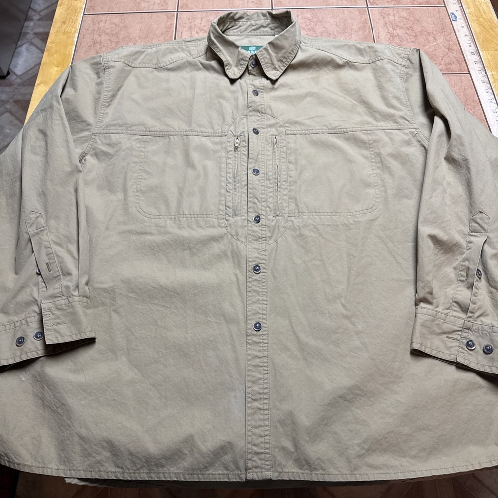 Schnees Rifleman Shirt Jacket Shacket Brown Button Up Size XXL Zip Pockets